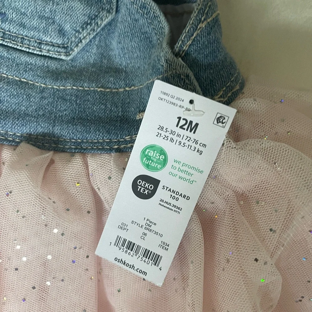 OshKosh B'gosh Pink Tulle Denim Overall Dress for Kids